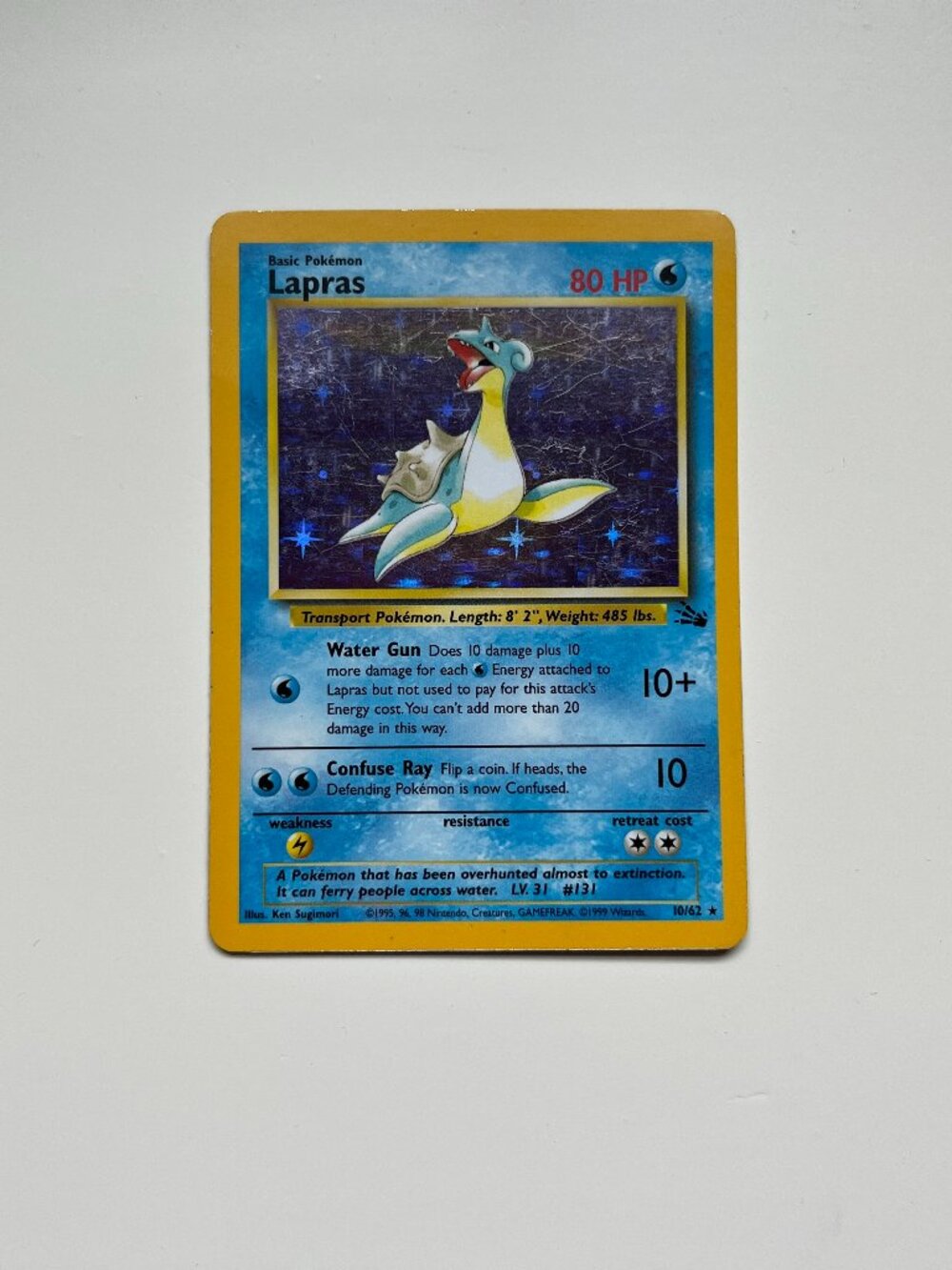 Holographic Lapras Pokemon Fossil Card nostalgia collectible trading 90s vintage